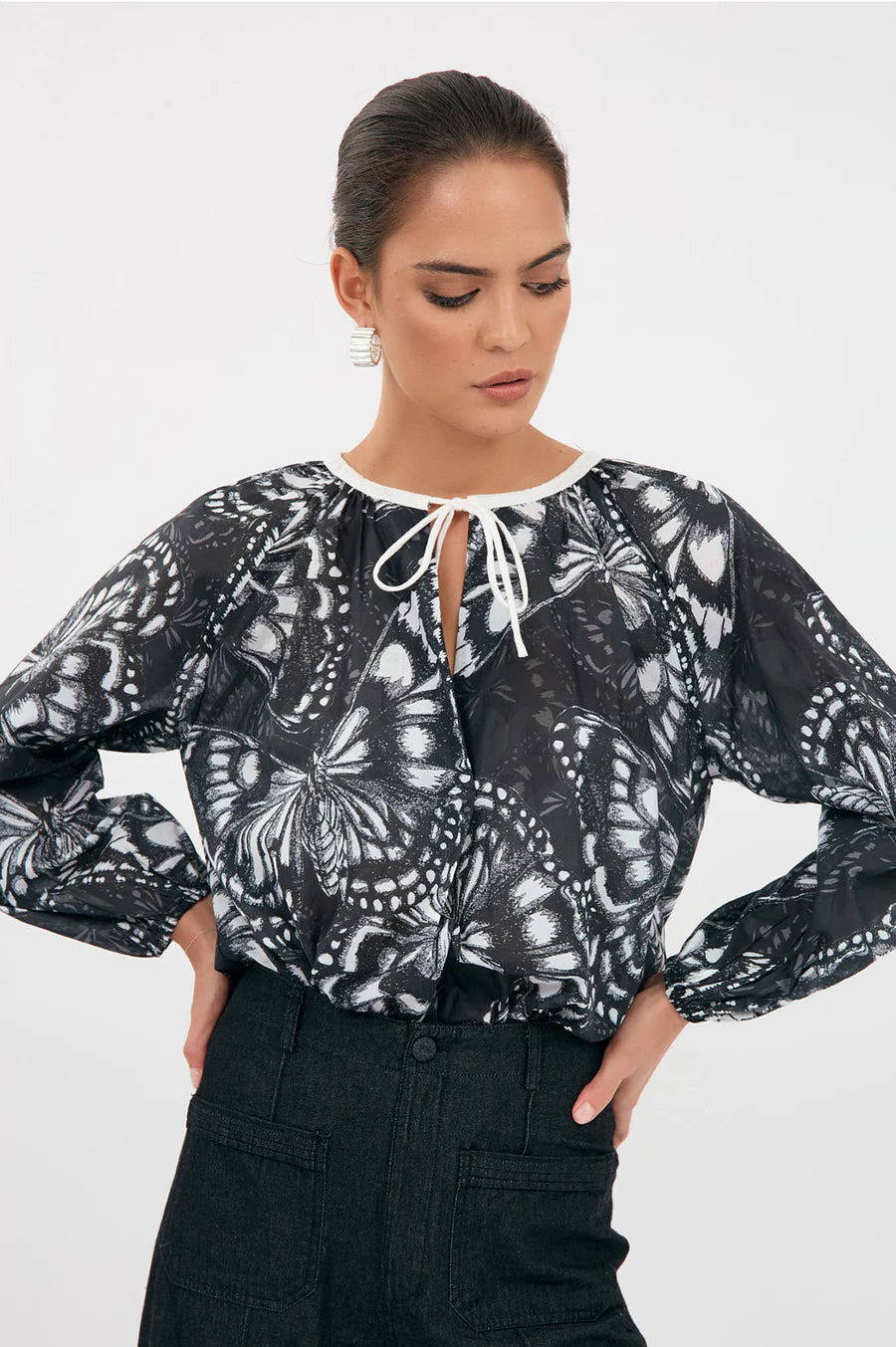 Isla Butterfly Print Top