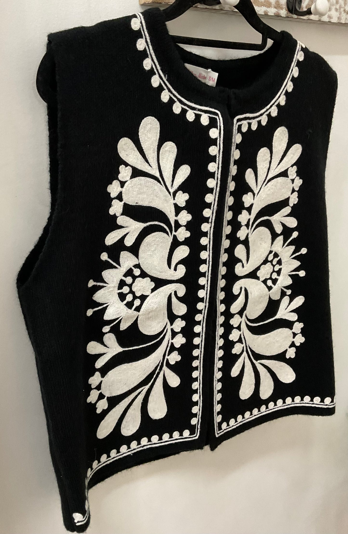 Black Vest with Cream Detail