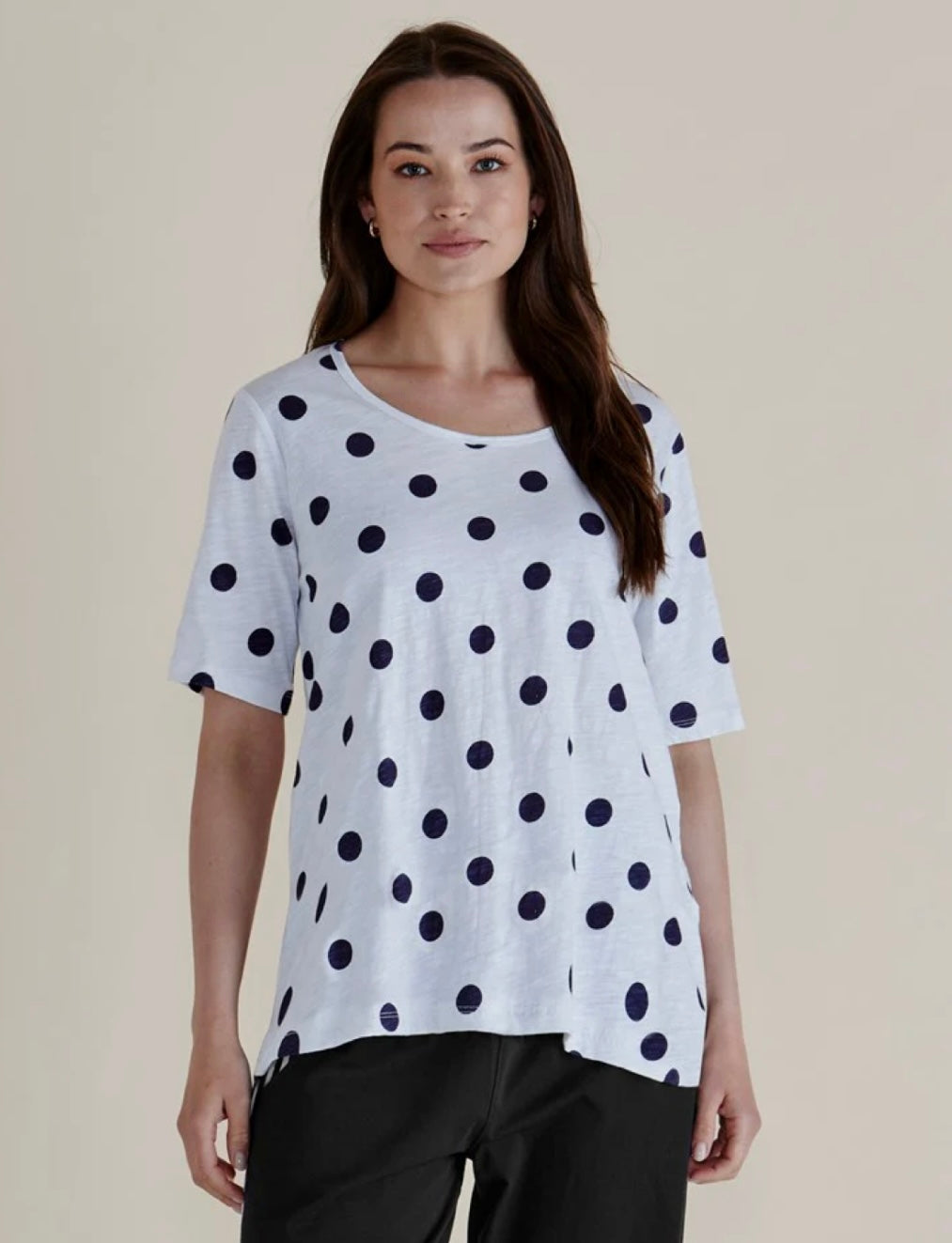 Riley navy polkadot tee