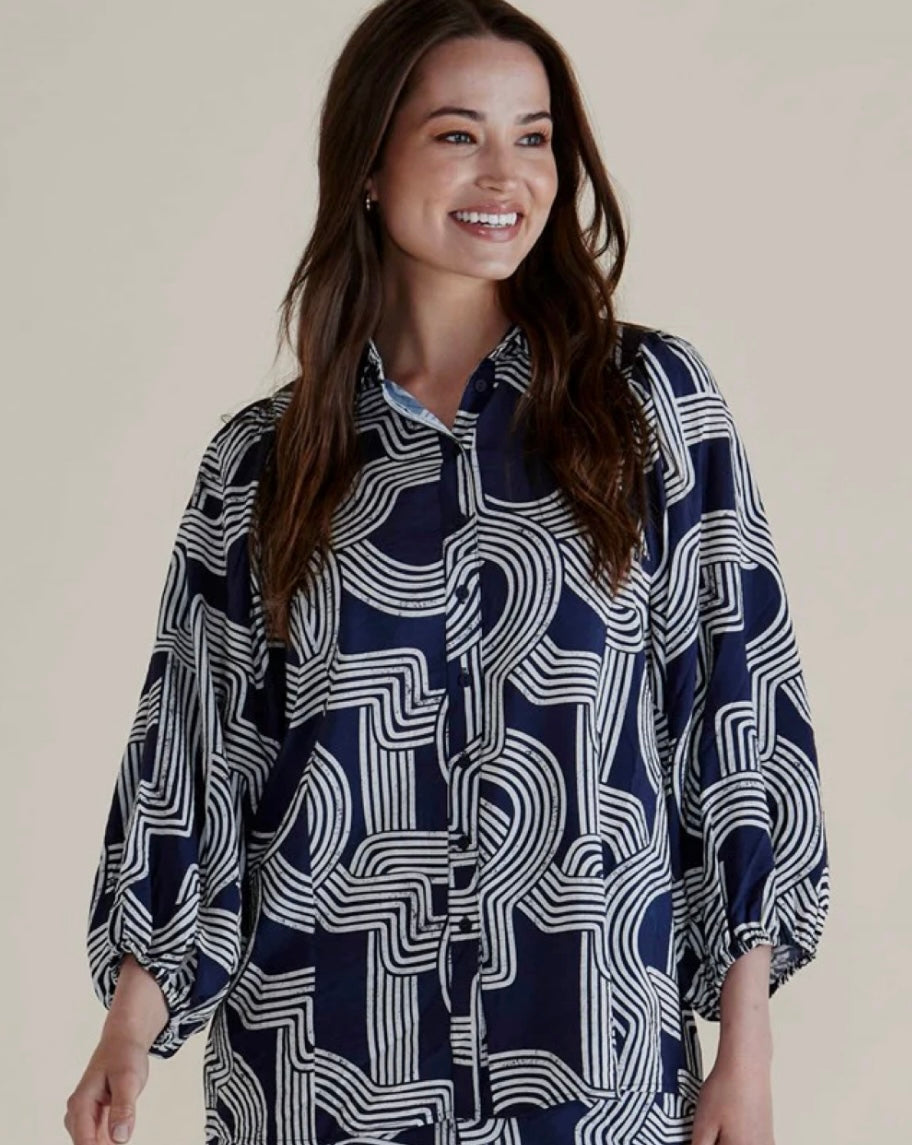 Rosalind Navy Geo Shirt