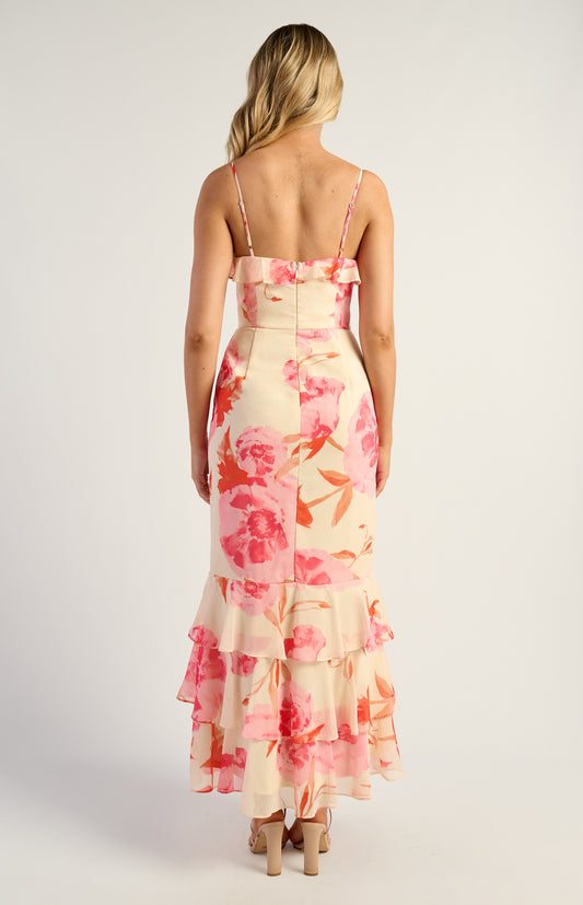 Pink Floral Chiffron Dress