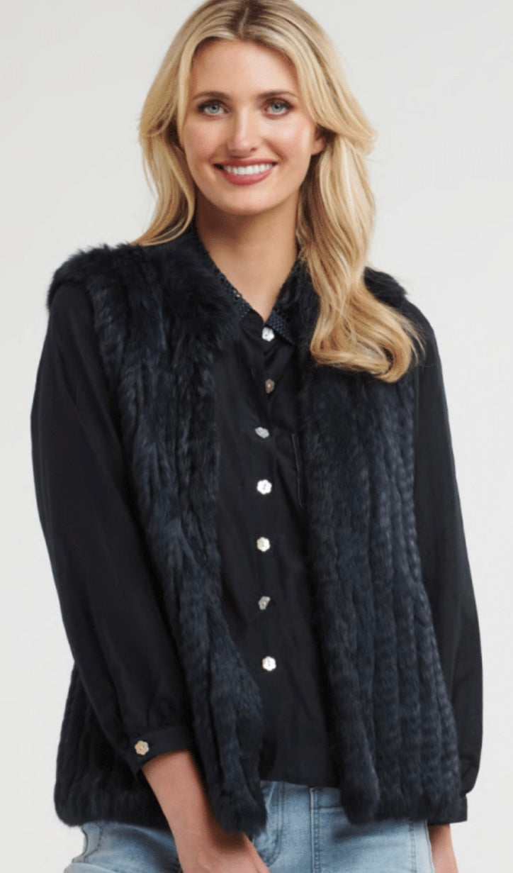 Navy Fur Vest