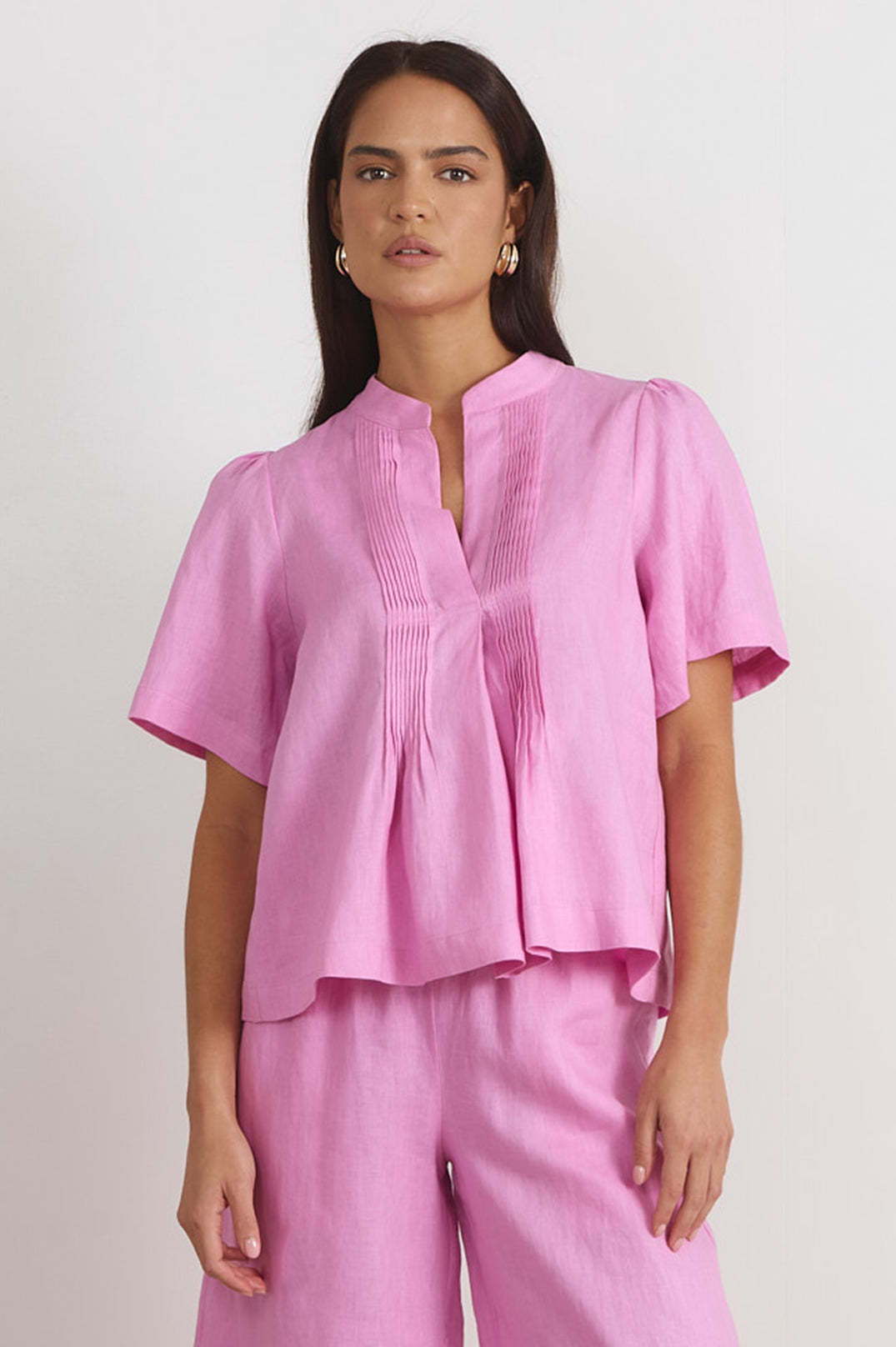 Percy Pleated Linen Pink