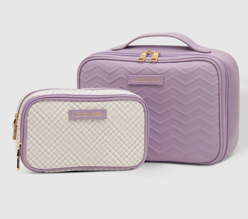 Maggie Rosie Chevron Cosmetic Bag Set Lilac