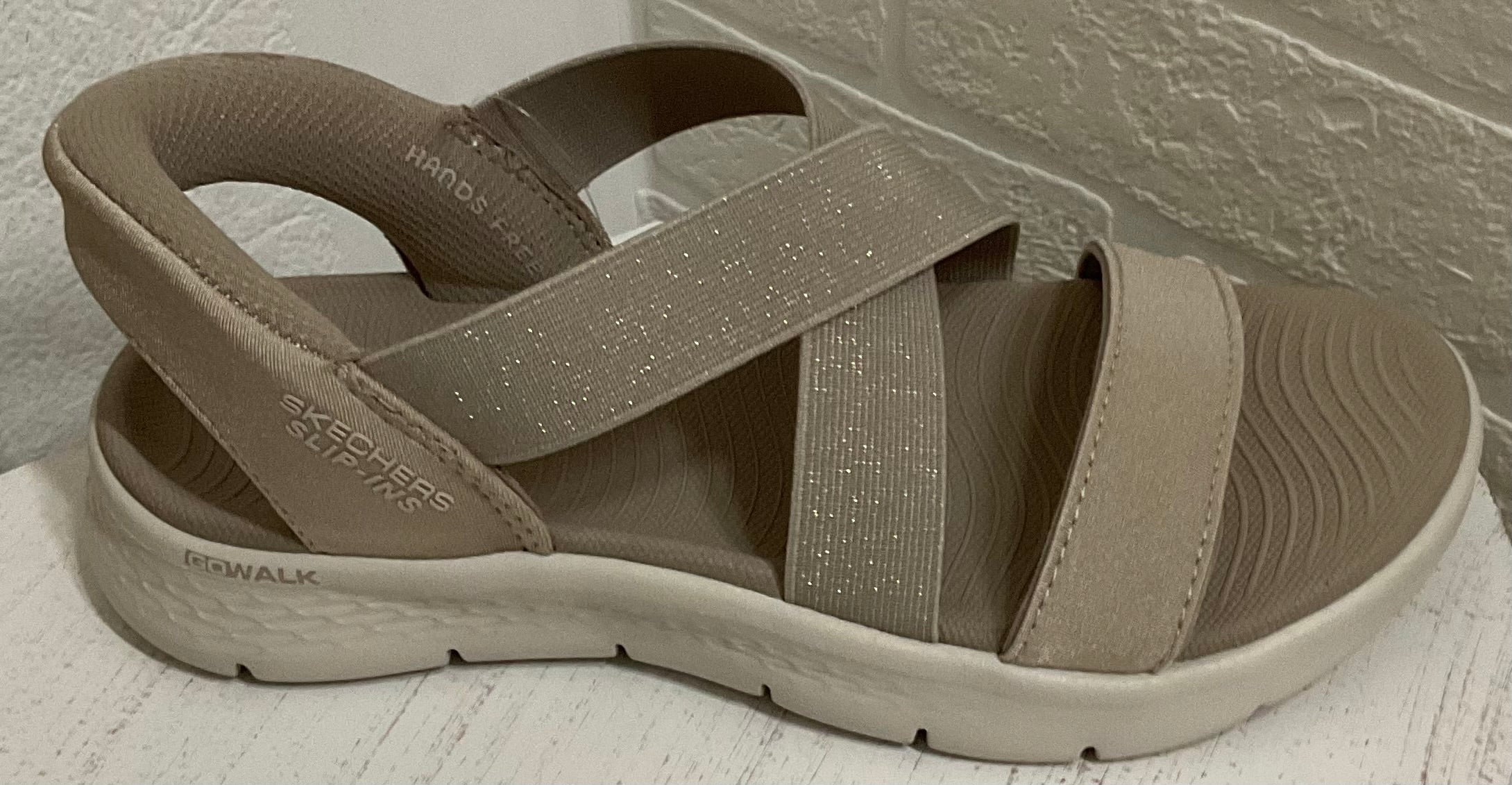 Go Walk Flex Sandal Taupe - Emelda's Shoes