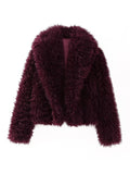 Burgundy faux fur - Emelda's Shoes