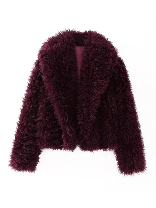Burgundy faux fur - Emelda's Shoes