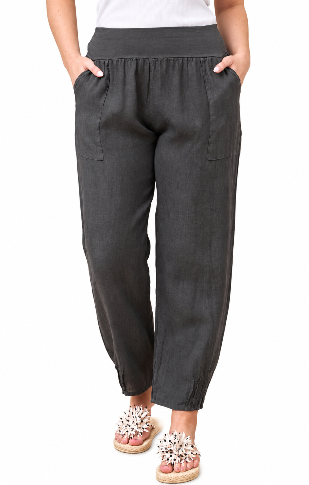 Linen Pull on Charcoal
