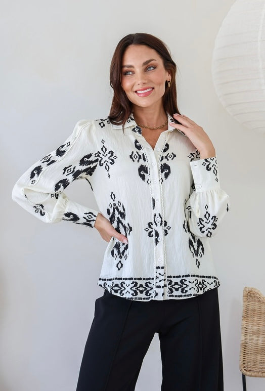 White multi shirt