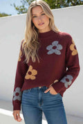 Flower Knit Burgundy - Emelda's Shoes