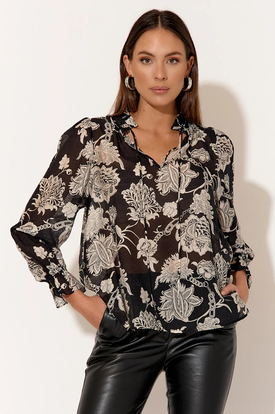 Sandra Black Multi Blouse