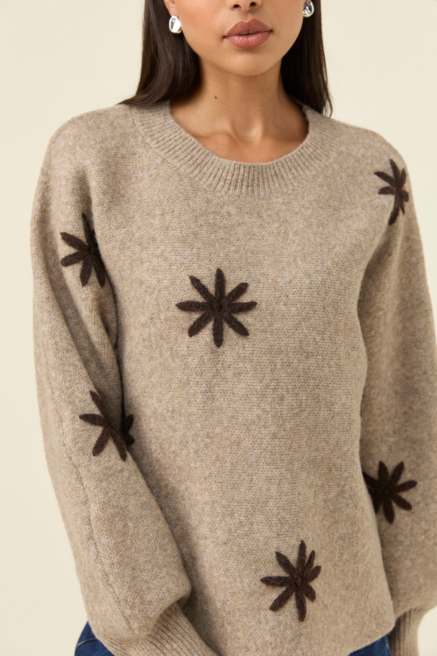 Miru Stitch Flower Knit Stone - Emelda's Shoes