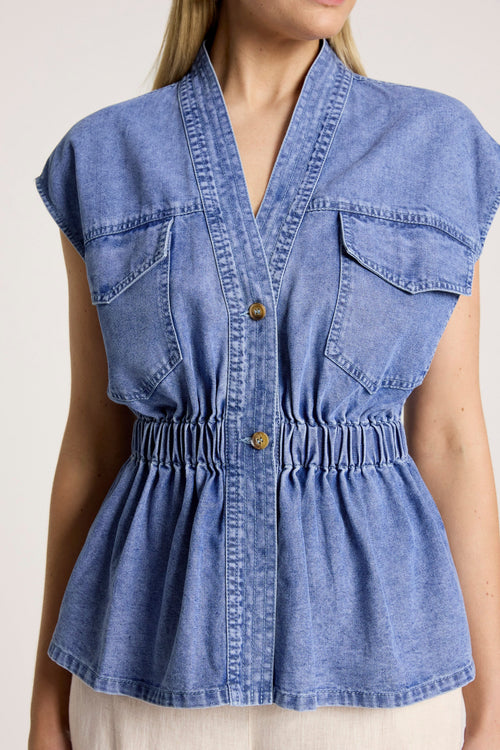 Bodhi Denim Vest Blue - Emelda's Shoes