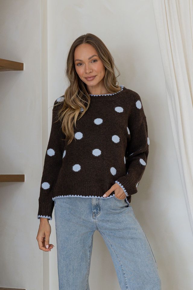 Polka Dot Knit Choc