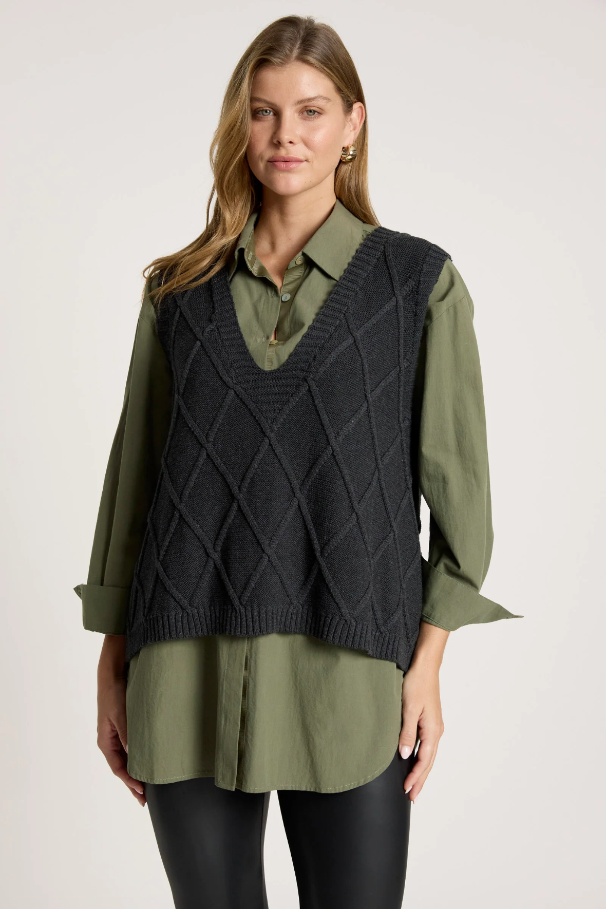 Liora Knit Vest Charcoal - Emelda's Shoes