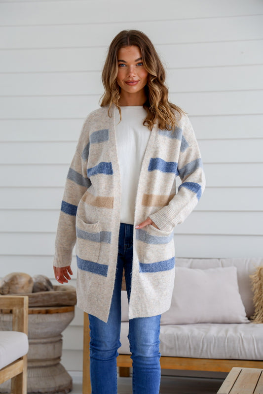 Striped Blue Multi Cardigan