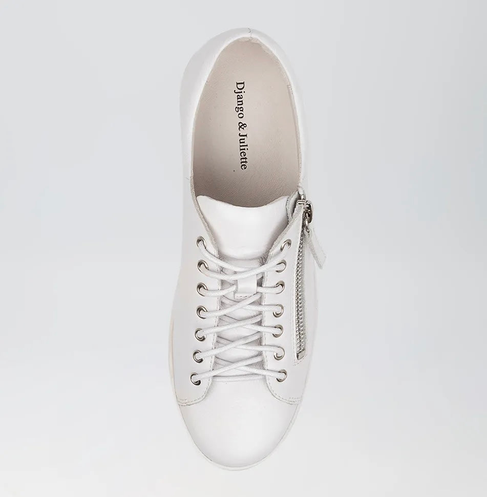 Laila White Leather - Emelda's Shoes
