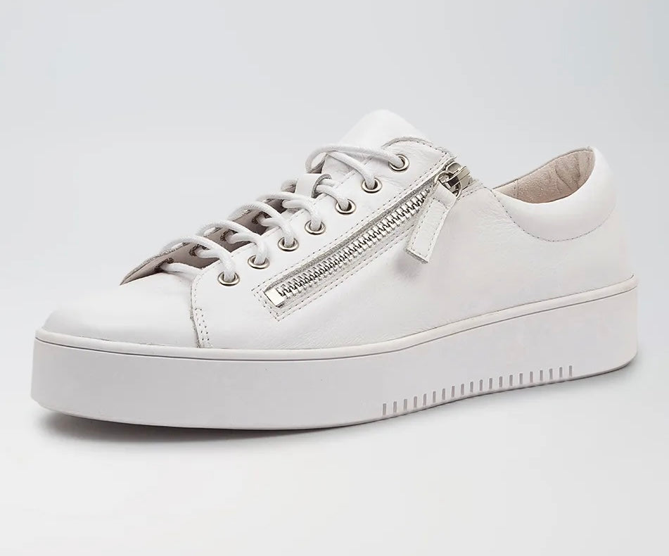 Laila White Leather - Emelda's Shoes