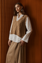 Liora Knit Vest Mocha - Emelda's Shoes