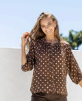 Chocolate Polka Dot Top - Emelda's Shoes
