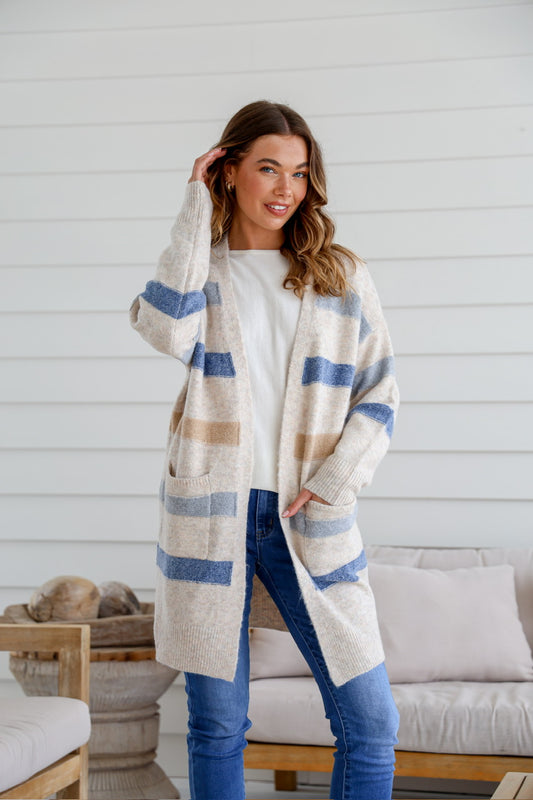 Striped Blue Multi Cardigan