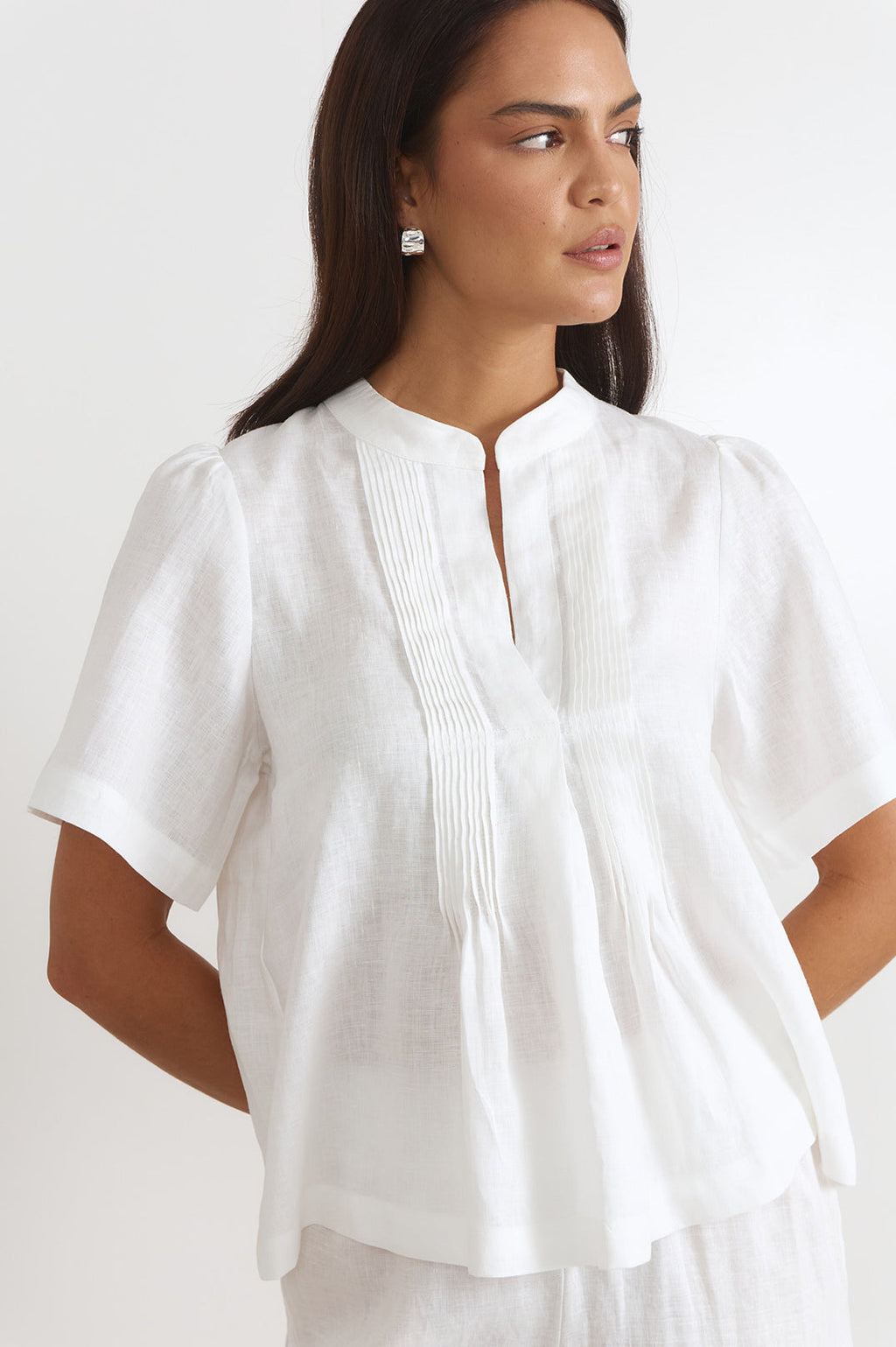 Percy Pleated Linen White