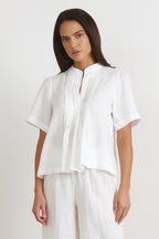 Percy Pleated Linen White