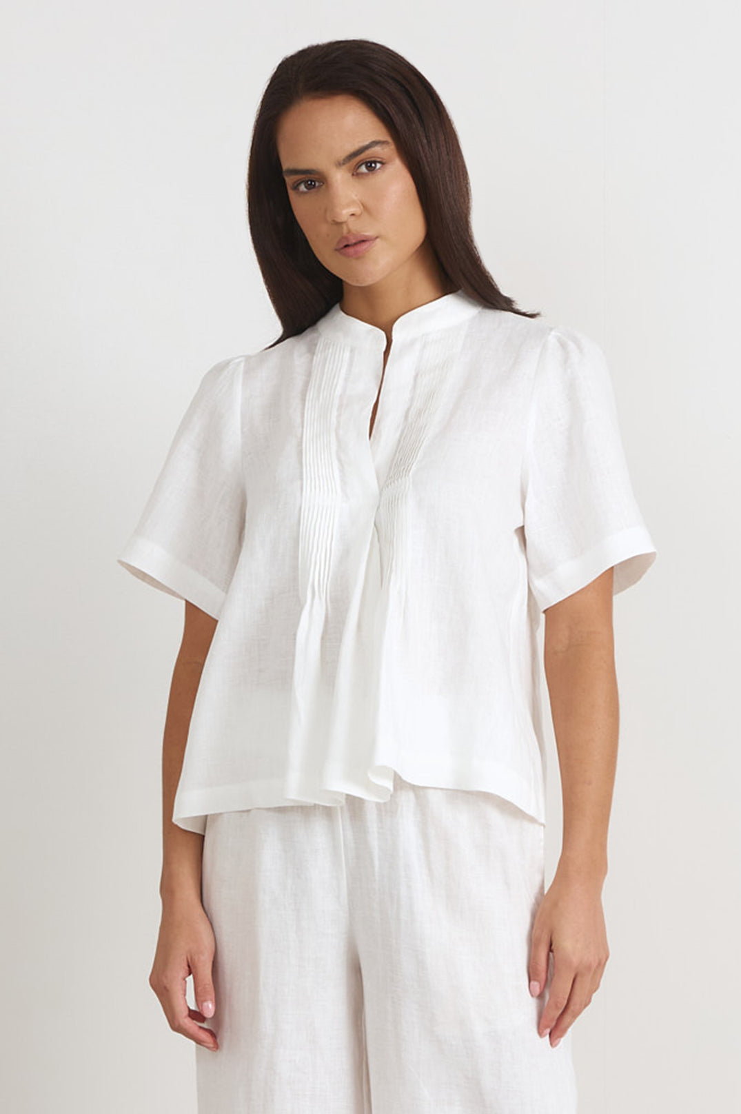 Percy Pleated Linen White