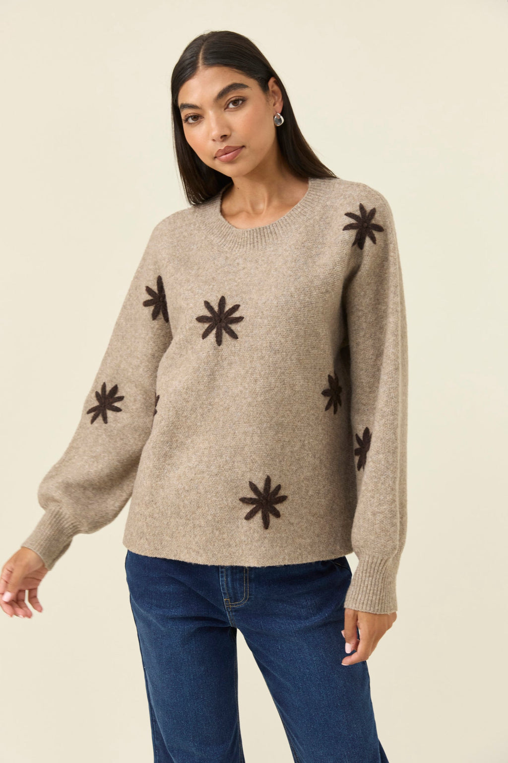 Miru Stitch Flower Knit Stone - Emelda's Shoes