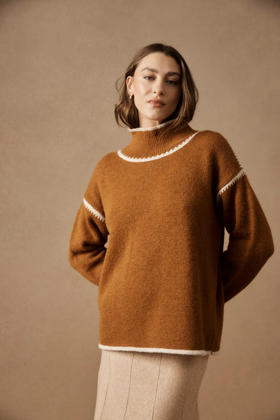Orin Knit Jumper Caramel/Dune - Emelda's Shoes