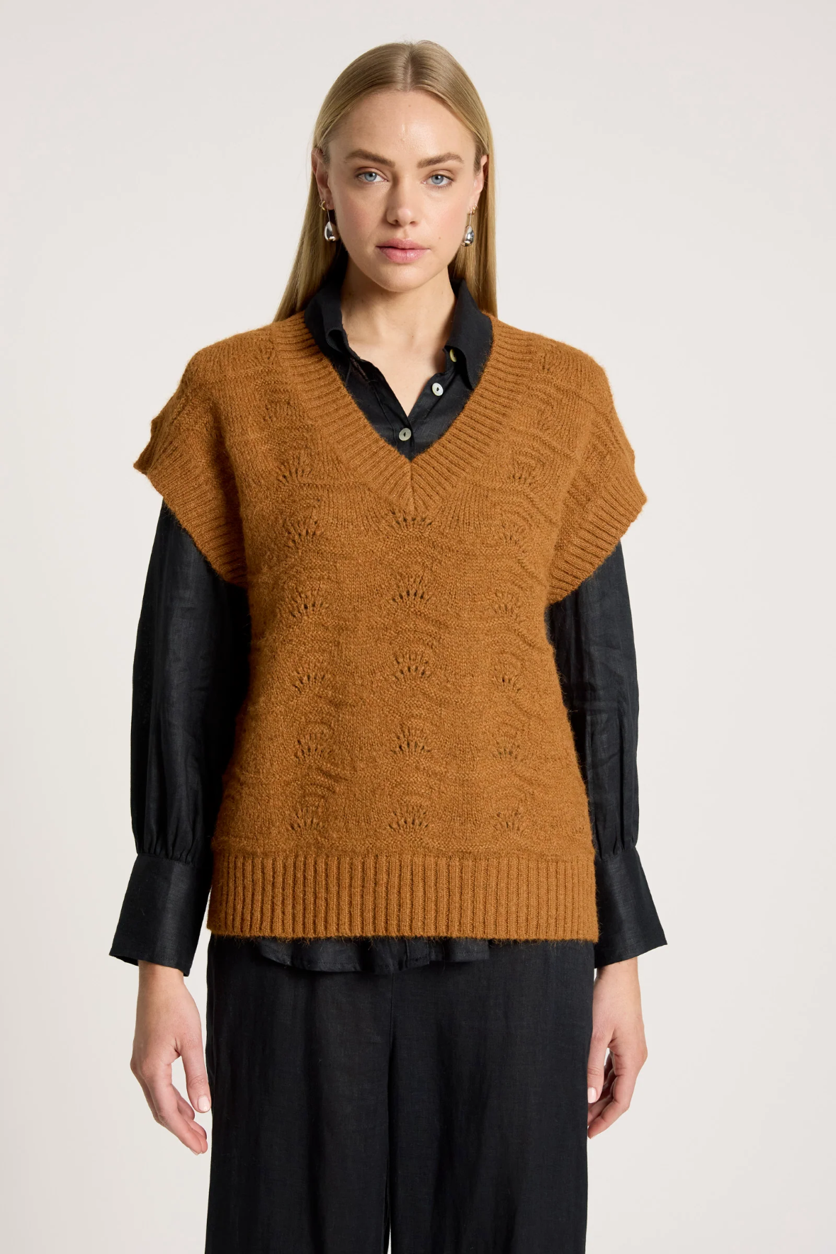 Orin Knit Vest Caramel - Emelda's Shoes
