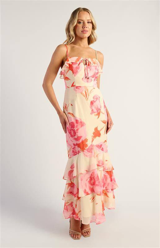 Pink Floral Chiffron Dress