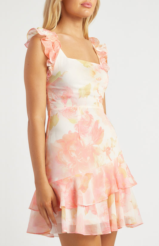 Floral Chiffron Peach Mini