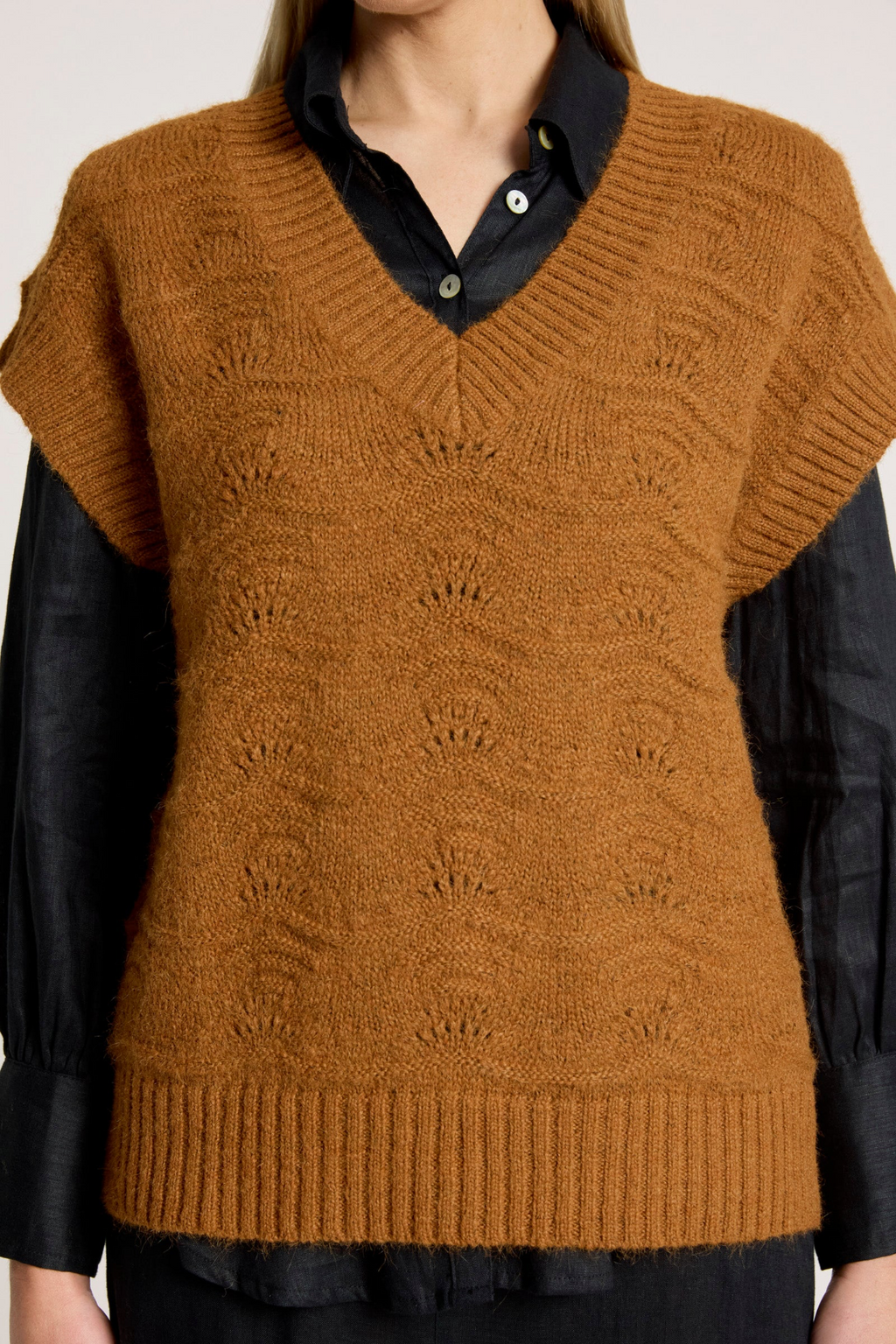 Orin Knit Vest Caramel - Emelda's Shoes