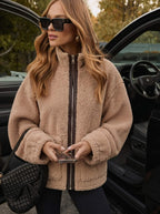 Zip front Fur Funnel Jacket