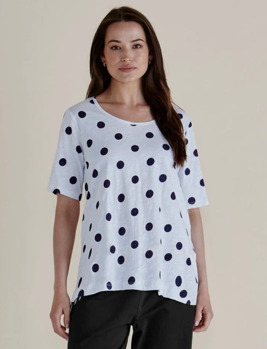 Riley navy polkadot tee