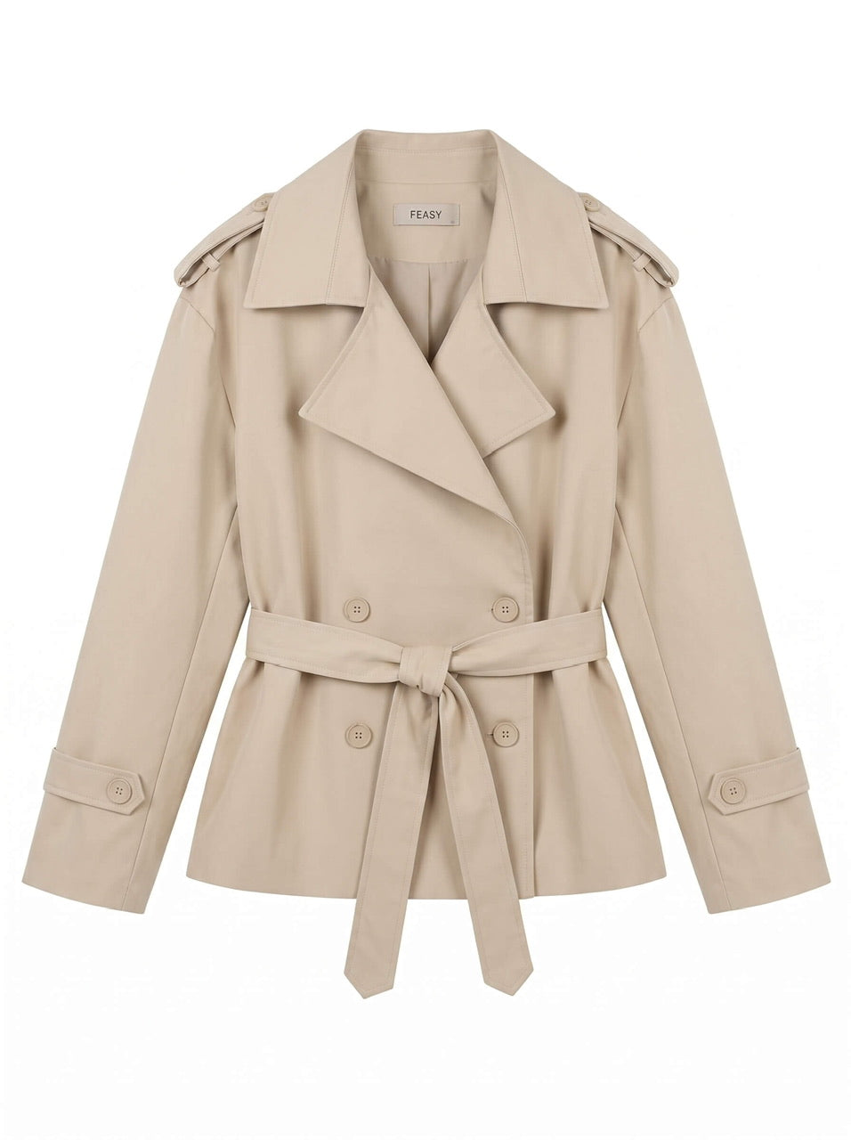 Beige Short Trench - Emelda's Shoes