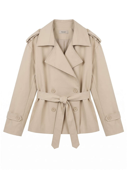 Beige Short Trench - Emelda's Shoes
