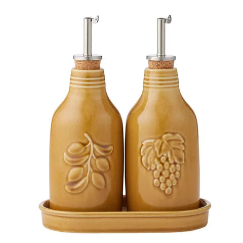 Olio bottles and tray mustard
