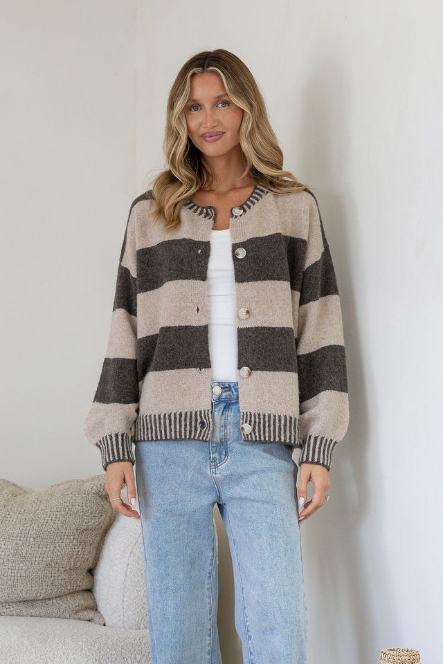 Maci Stripe Cardi Choc
