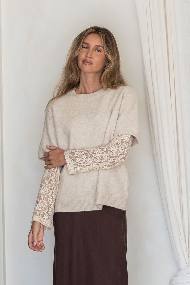 Lilly Lace Knit Cream - Emelda's Shoes