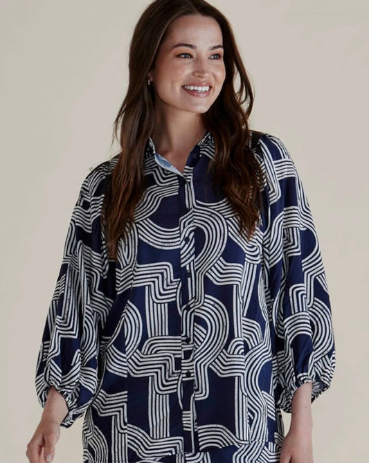 Rosalind Navy Geo Shirt