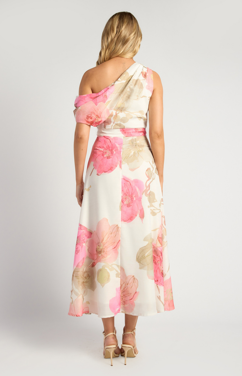 Asymmetric Floral Pink Dress - Emelda's Shoes