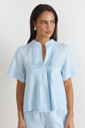Percy Pleated Linen Blue