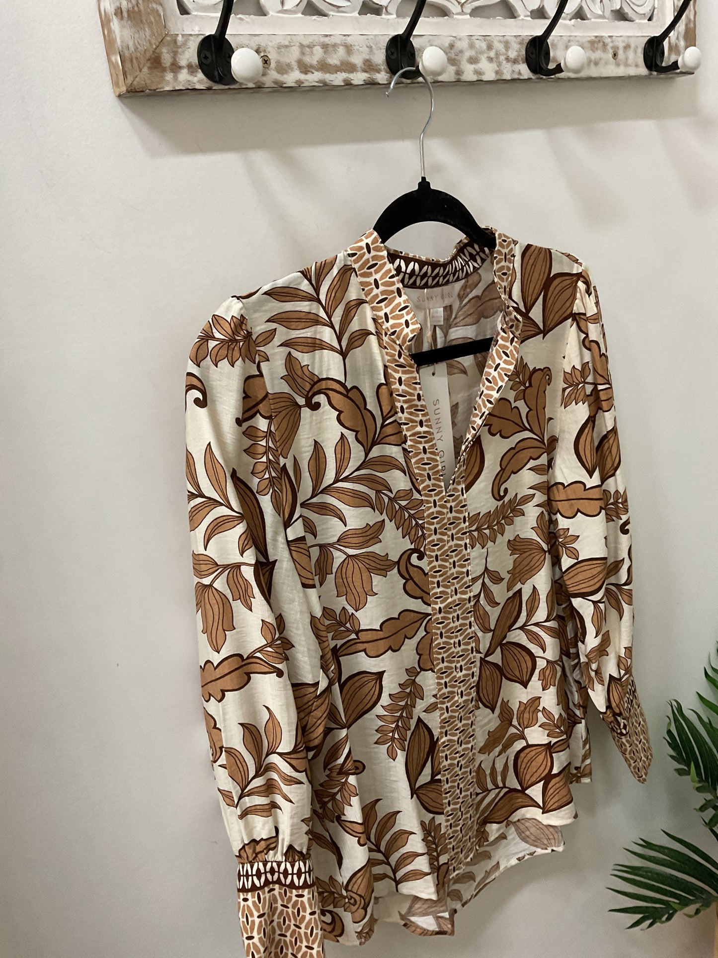 Cream and tan blouse