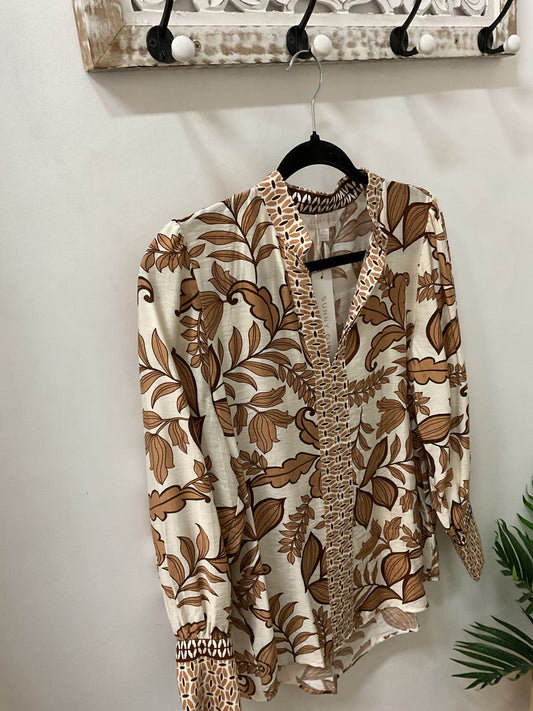 Cream and tan blouse