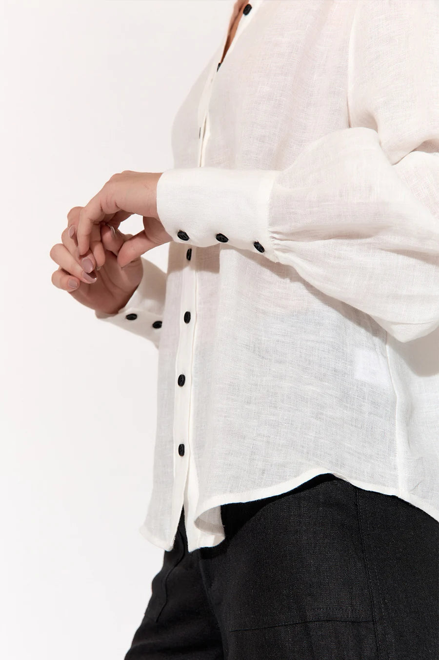 Anya Contrast Button Shirt white