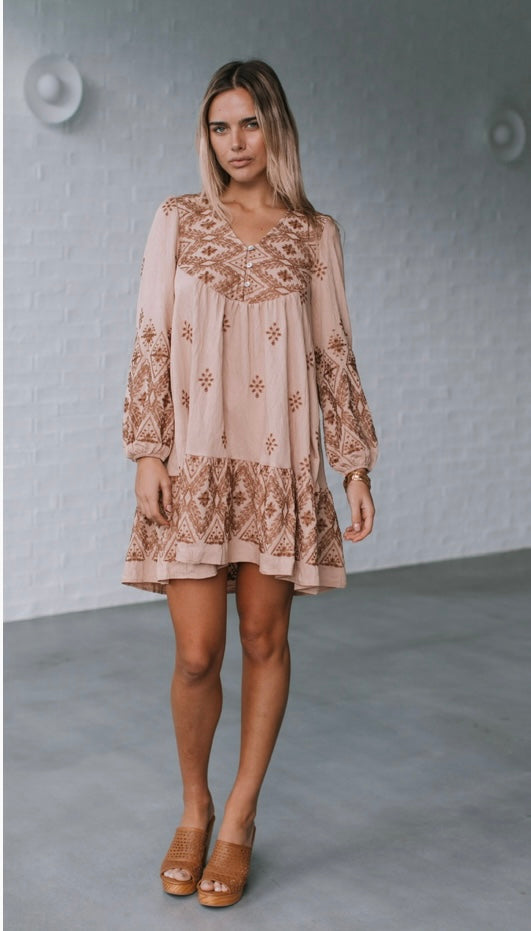 3 button Aztec dress