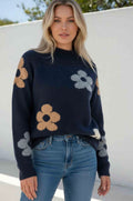 Flower Knit Navy - Emelda's Shoes