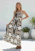 Tora Print Maxi Dress Beige